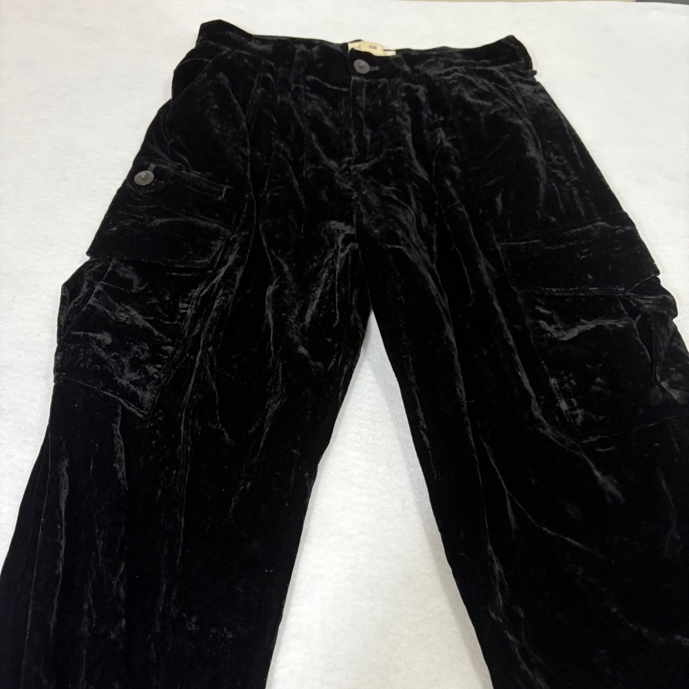 Ralph Lauren Denim & Supply Black Crushed‎ Velvet Cargo Pants Womens 26